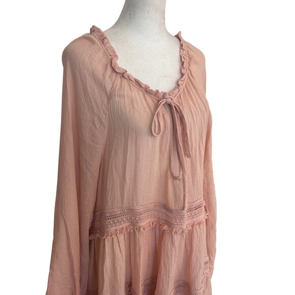 Eberjey Anthopologie Peach Boho Fringed Beach Cover Up Womens Size Large - Picture 2 of 6